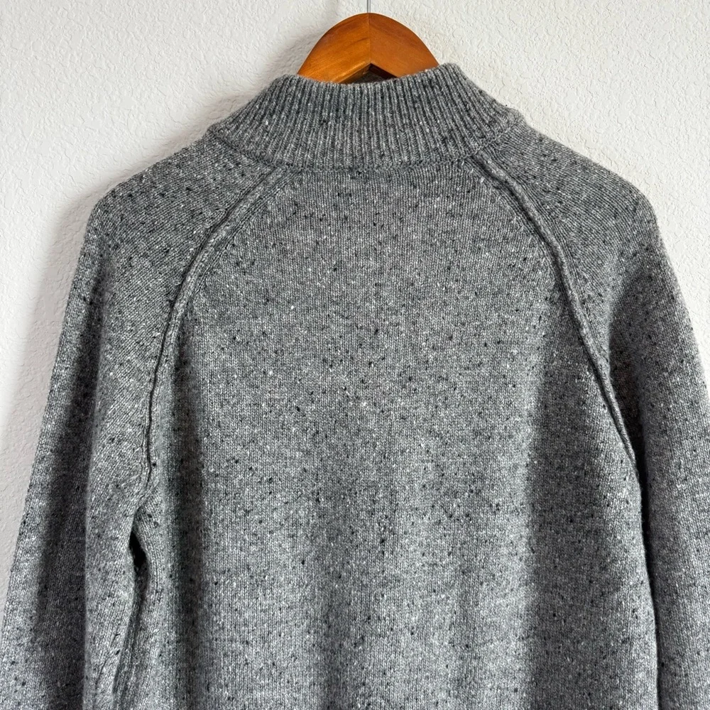 Rails Men's Gray Melange Wool Silk Blend Harding Henley Mockneck Sweater Size M
